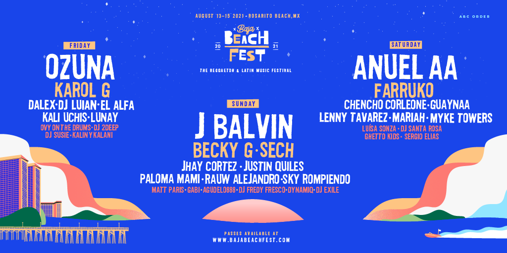 Baja Beach Fest 2021 Announces Anuel AA, J Balvin, Ozuna as